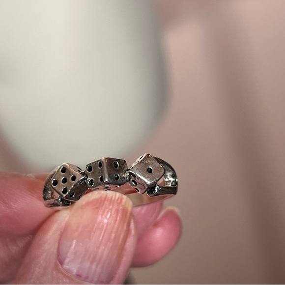 Vintage Retro Silver Dice Goth punk Disco Ring - Picture 12 of 16